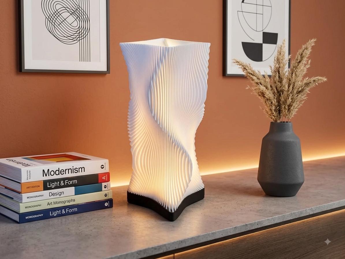 Dörtgen Masa Lambası - 3D Baskı Tasarım Aydınlatma
